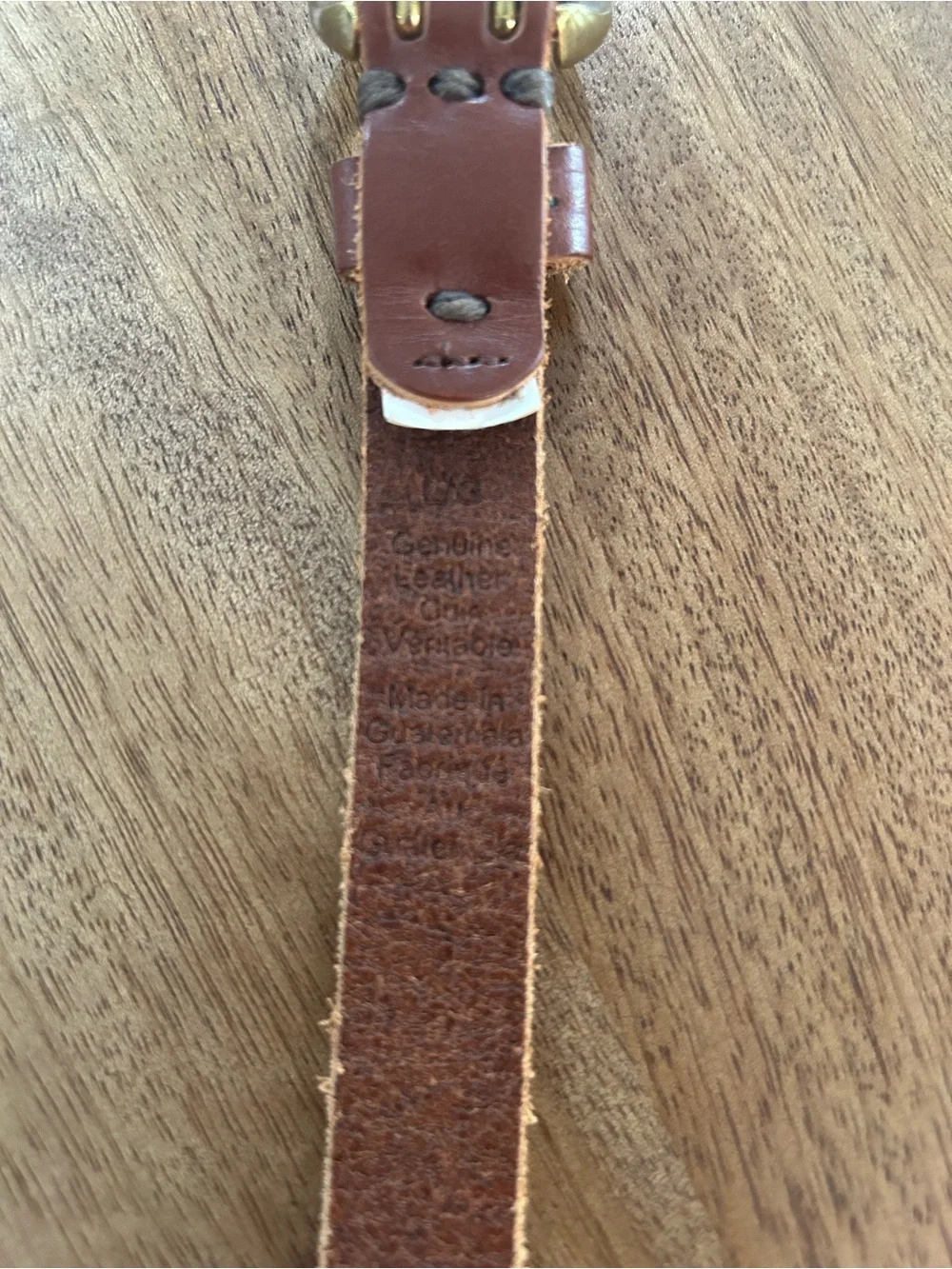 Women’s Brown Leather Double-Prong Belt with Antique Brass Buckle